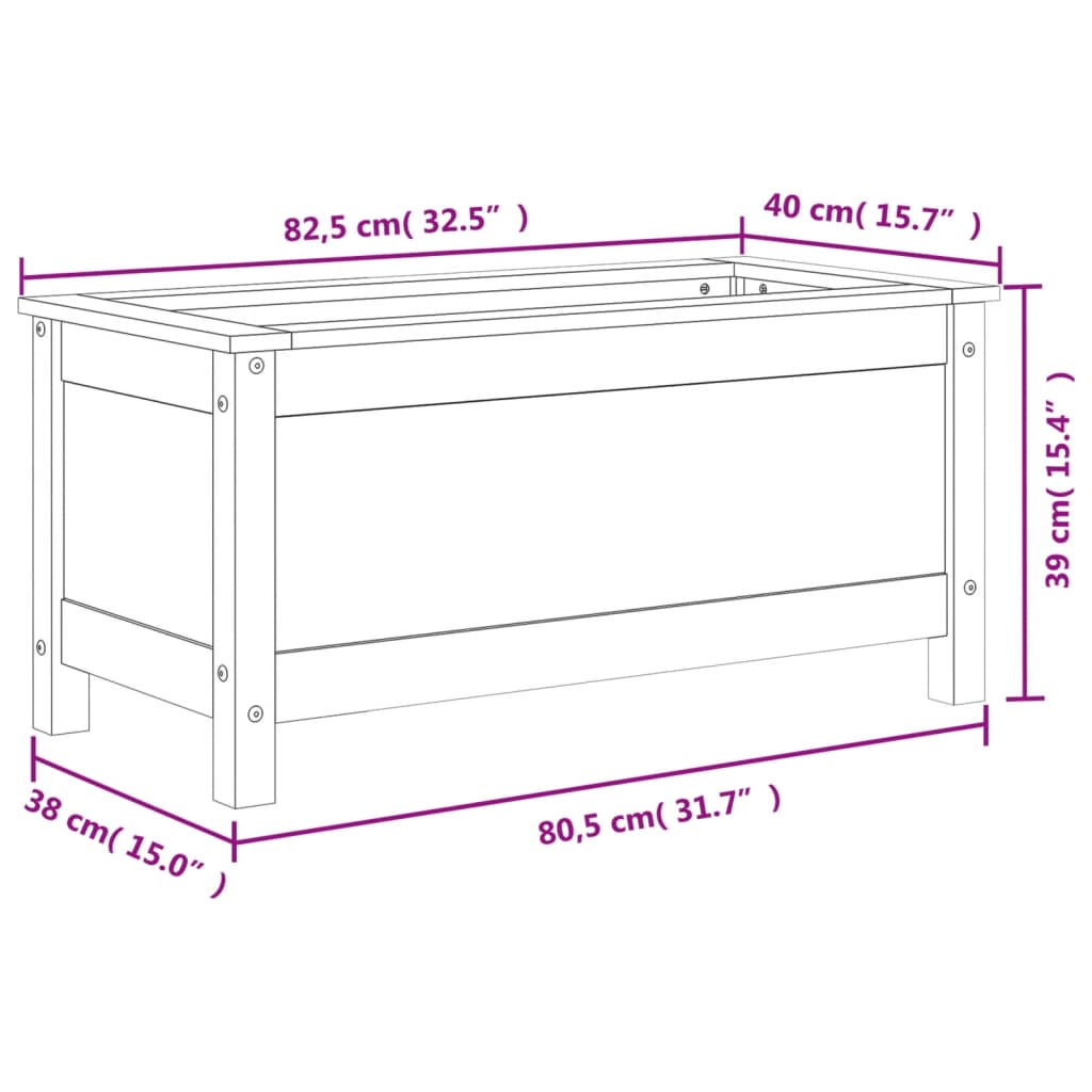 vidaXL Donica ogrodowa, 82,5x40x39 cm, lite drewno sosnowe