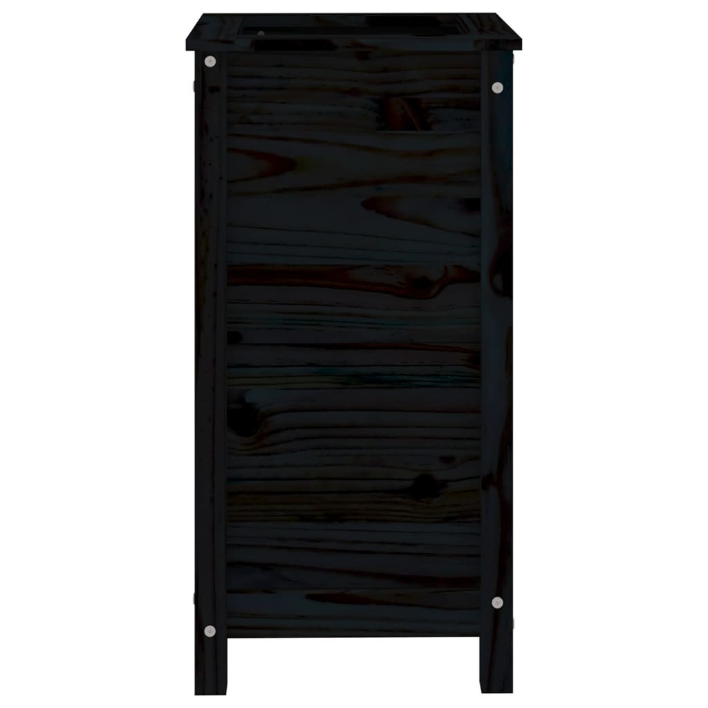 vidaXL Donica ogrodowa, czarna, 40x40x78 cm, lite drewno sosnowe