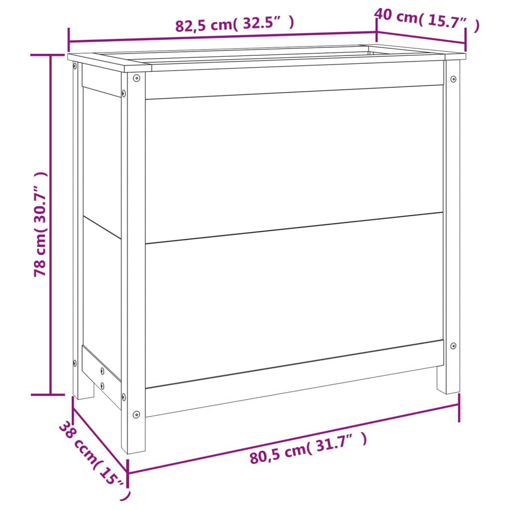 vidaXL Donica ogrodowa, 82,5x40x78 cm, lite drewno sosnowe