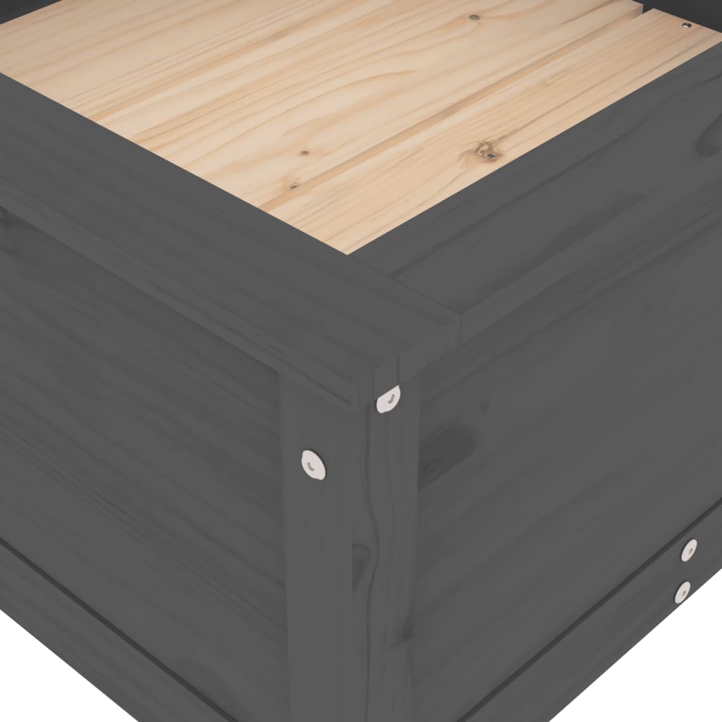 vidaXL Donica ogrodowa, szara, 82,5x82,5x39 cm, lite drewno sosnowe