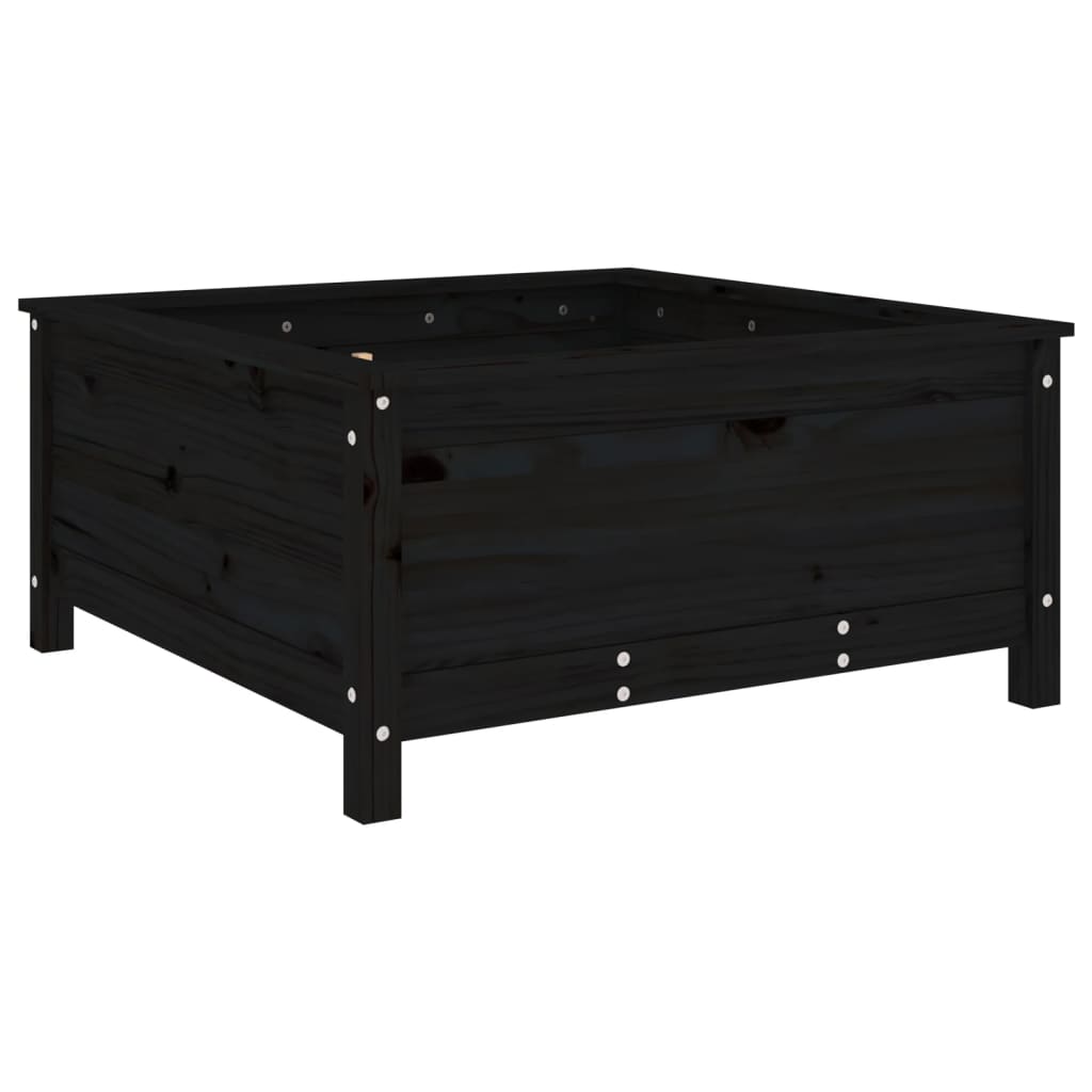 vidaXL Donica ogrodowa, czarna, 82,5x82,5x39 cm, lite drewno sosnowe