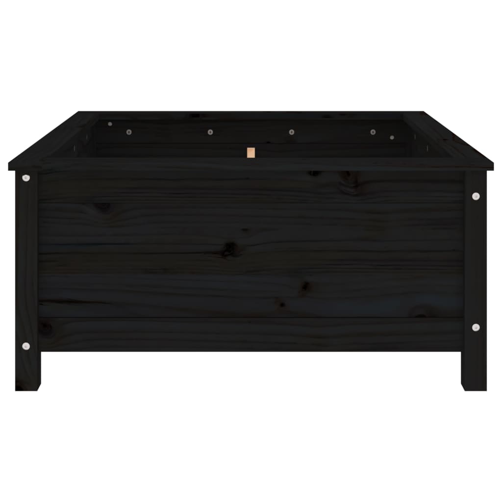 vidaXL Donica ogrodowa, czarna, 82,5x82,5x39 cm, lite drewno sosnowe