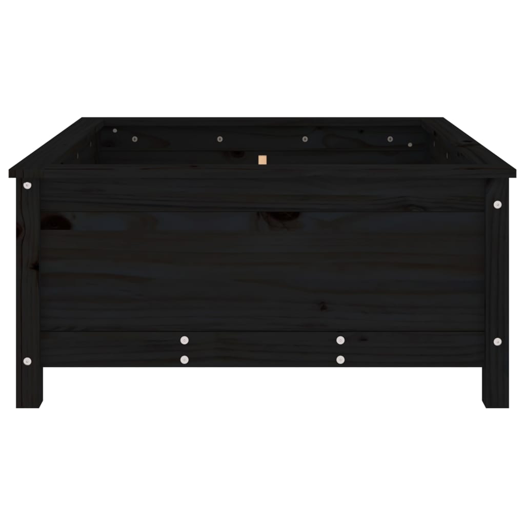 vidaXL Donica ogrodowa, czarna, 82,5x82,5x39 cm, lite drewno sosnowe