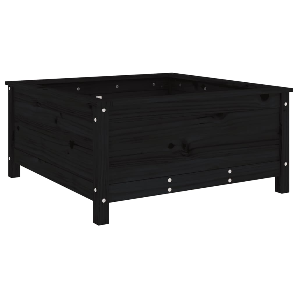 vidaXL Donica ogrodowa, czarna, 82,5x82,5x39 cm, lite drewno sosnowe