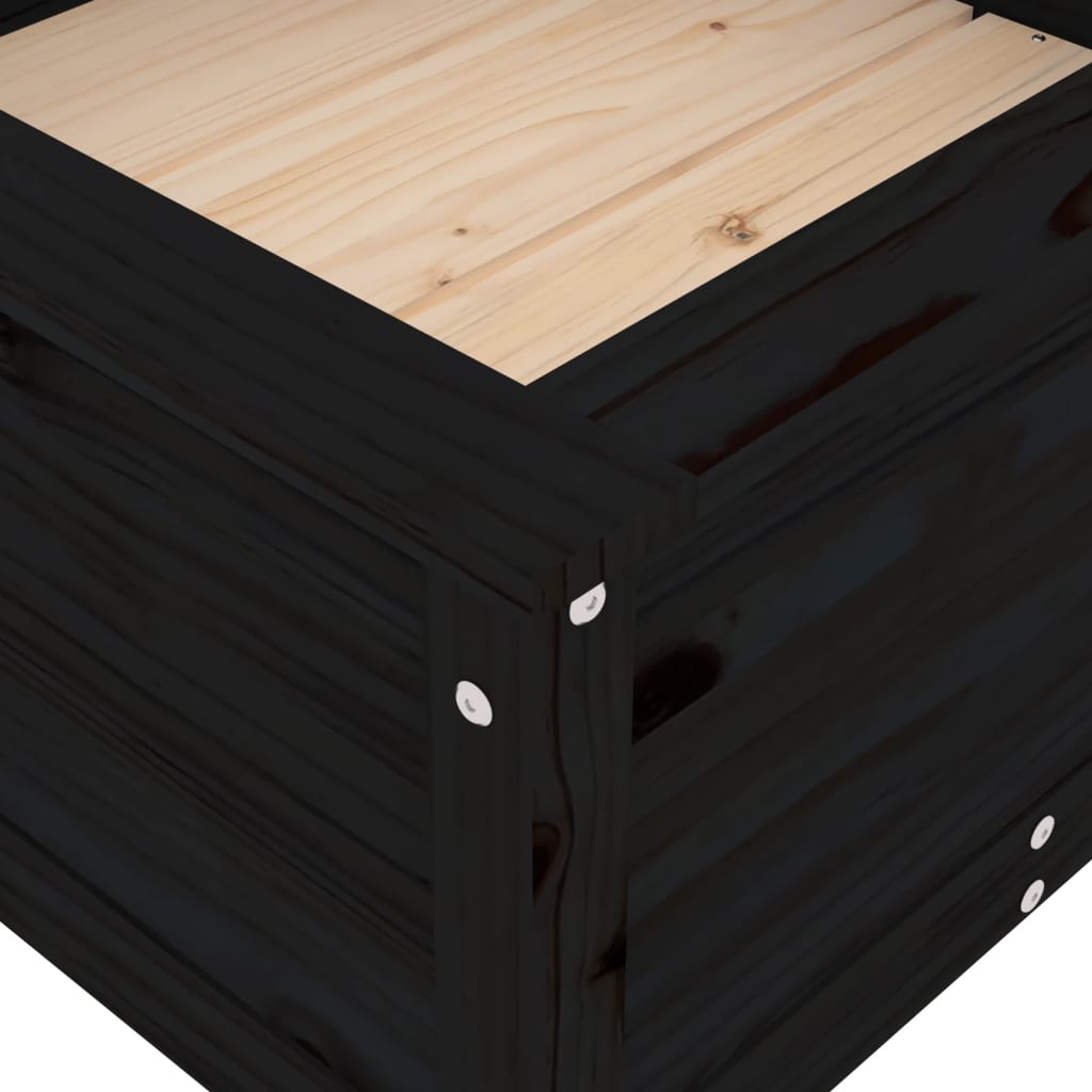 vidaXL Donica ogrodowa, czarna, 82,5x82,5x39 cm, lite drewno sosnowe