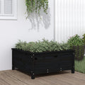 vidaXL Donica ogrodowa, czarna, 82,5x82,5x39 cm, lite drewno sosnowe
