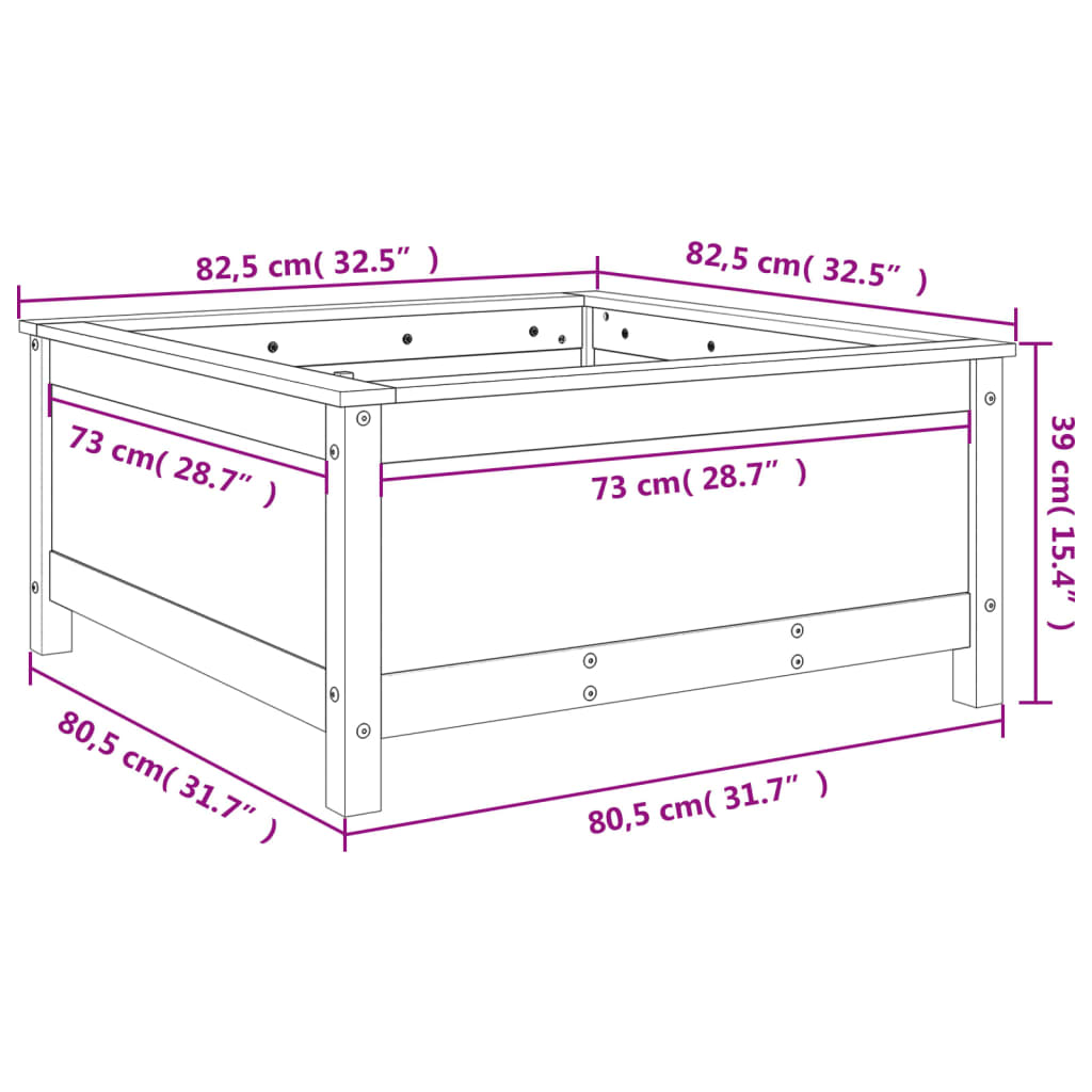 vidaXL Donica ogrodowa, 82,5x82,5x39 cm, lite drewno daglezjowe