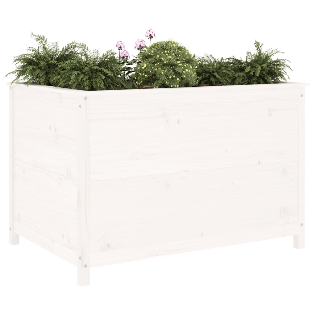 vidaXL Podwyższona donica ogrodowa, biała, 119,5x82,5x78 cm, sosna