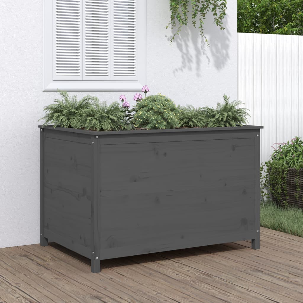 vidaXL Podwyższona donica ogrodowa, szara, 119,5x82,5x78 cm, sosna