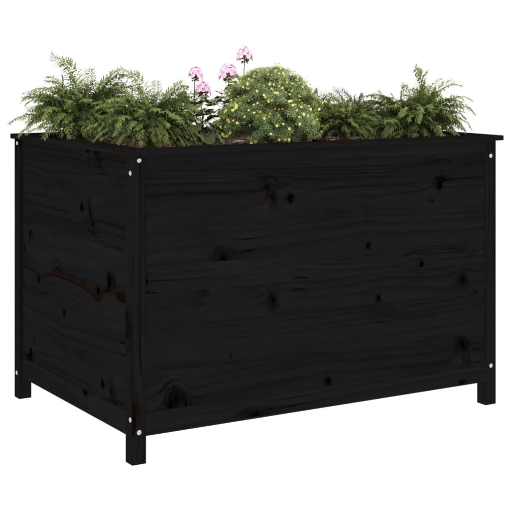 vidaXL Podwyższona donica ogrodowa, czarna, 119,5x82,5x78 cm, sosna