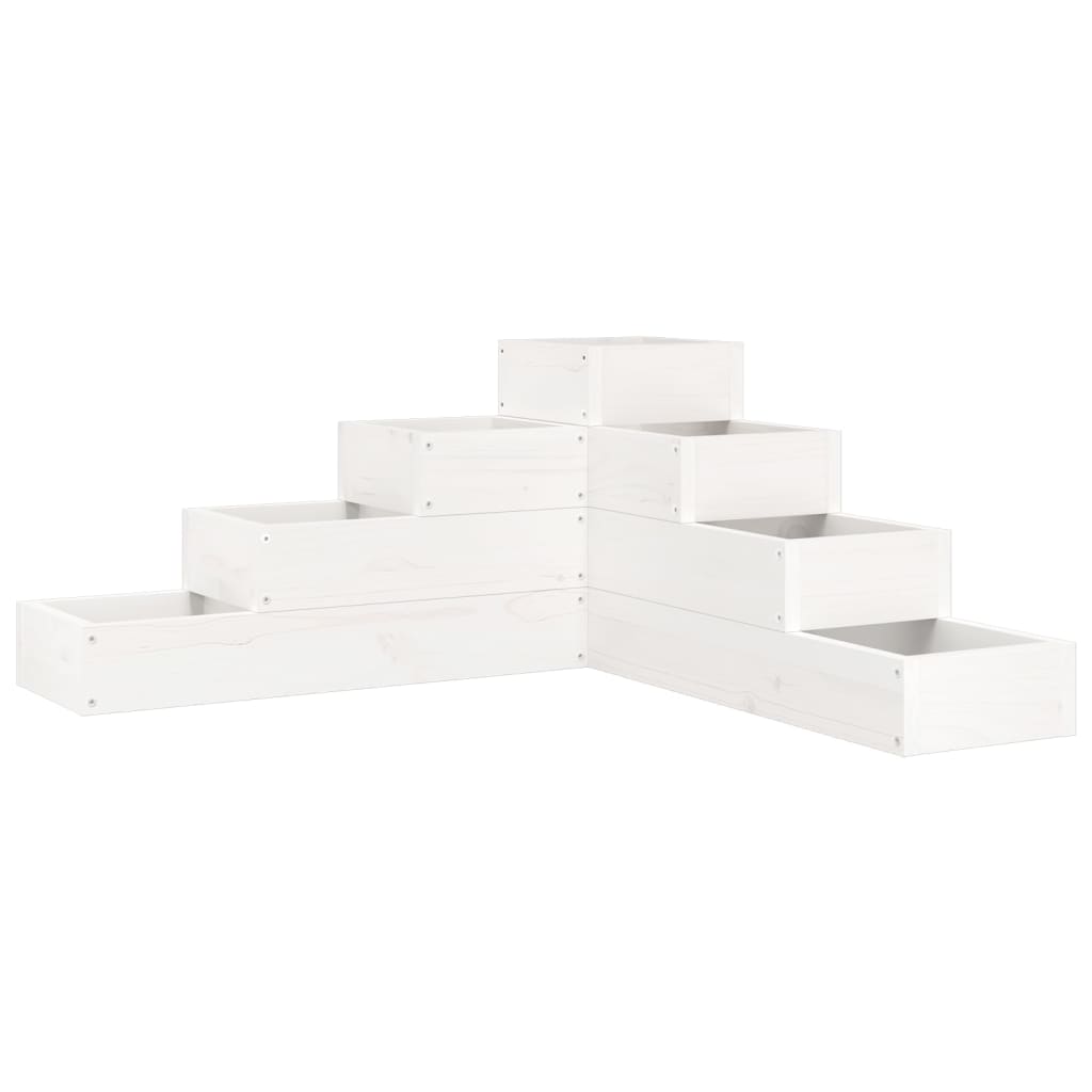 vidaXL Donica ogrodowa, 4-poziomowa, 80,5x79x36 cm, biała, sosnowa