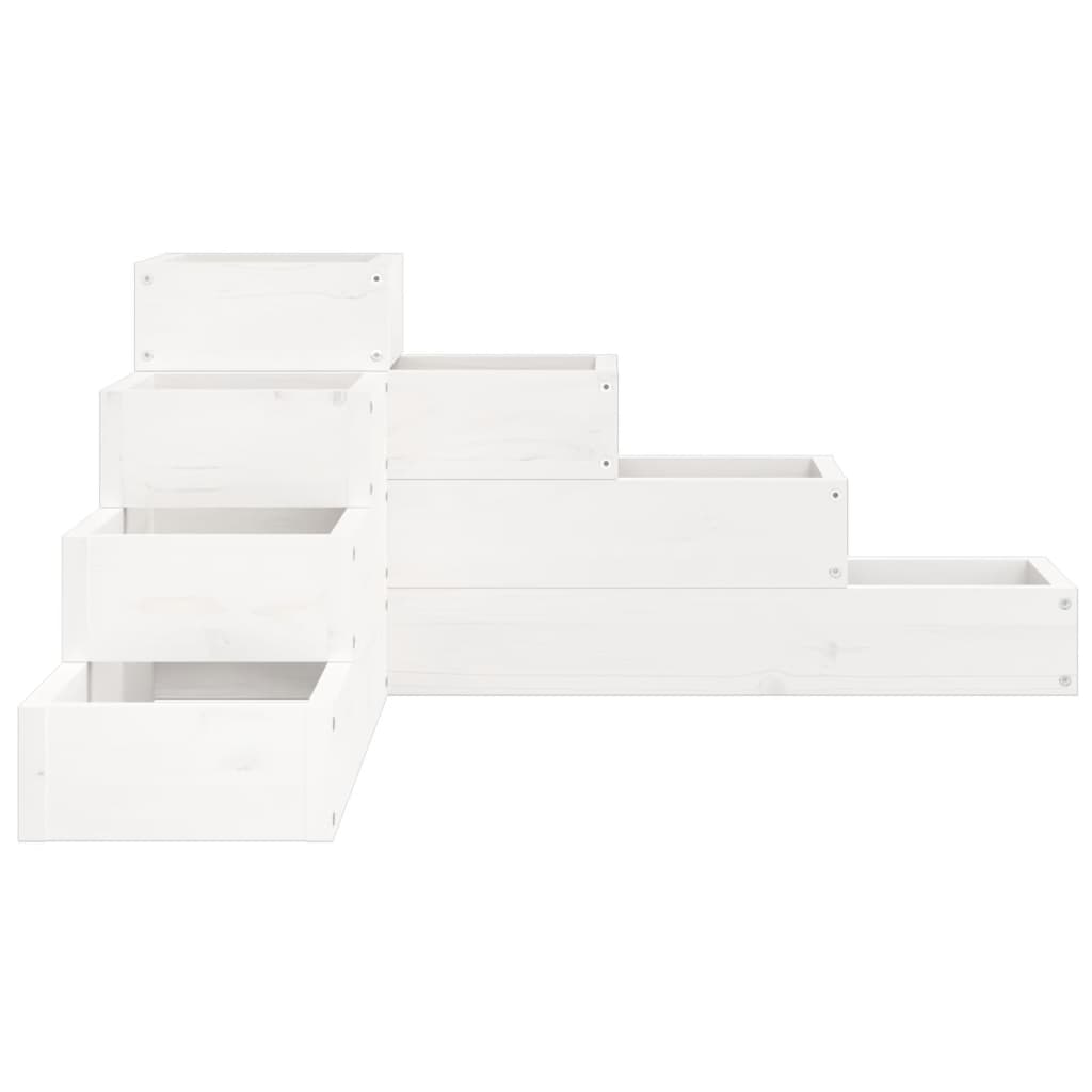 vidaXL Donica ogrodowa, 4-poziomowa, 80,5x79x36 cm, biała, sosnowa