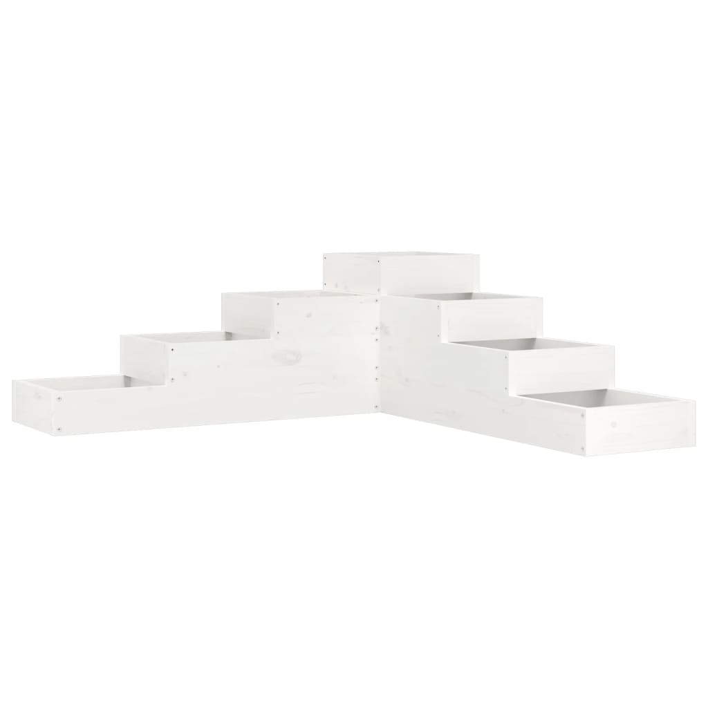 vidaXL Donica ogrodowa, 4-poziomowa, 106x104,5x36 cm, biała, sosnowa