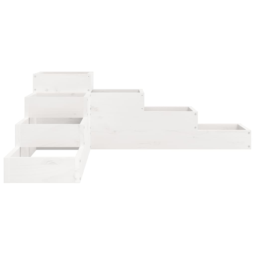 vidaXL Donica ogrodowa, 4-poziomowa, 106x104,5x36 cm, biała, sosnowa