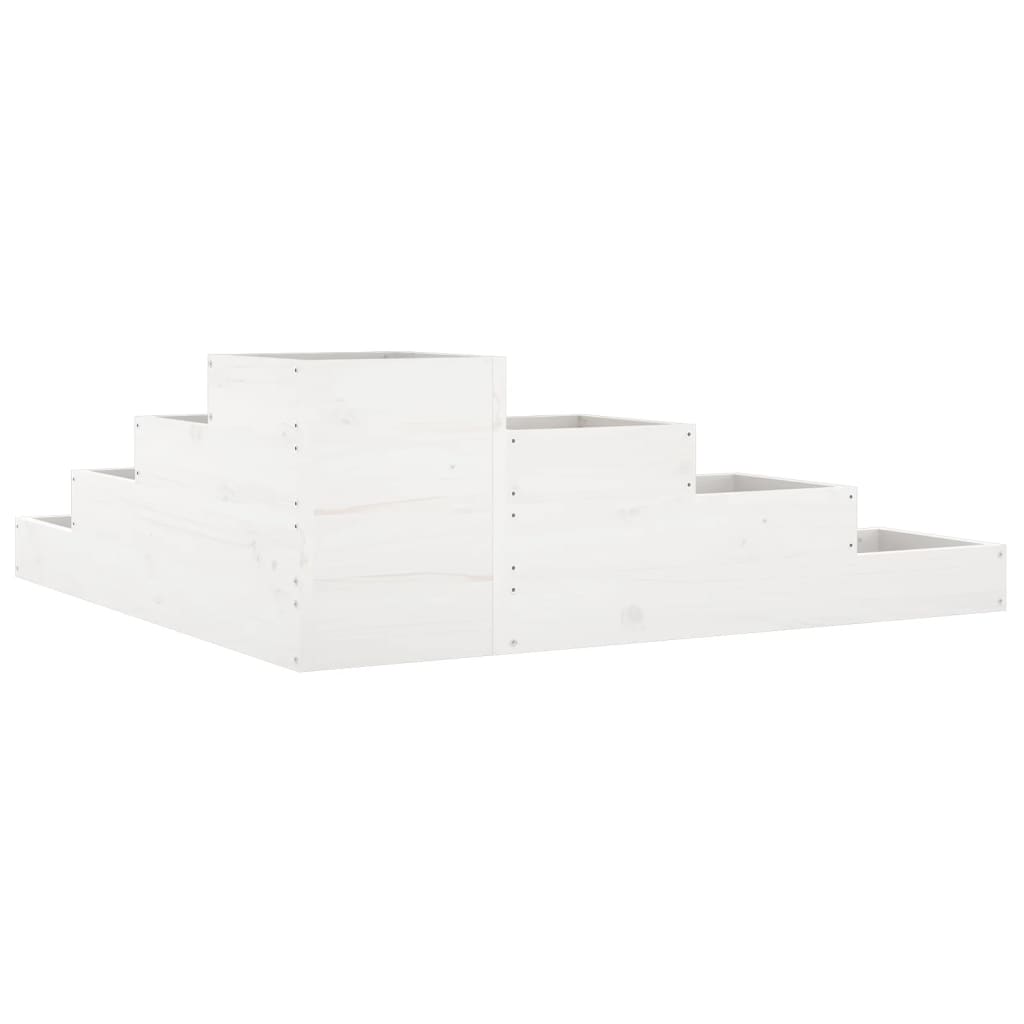 vidaXL Donica ogrodowa, 4-poziomowa, 106x104,5x36 cm, biała, sosnowa