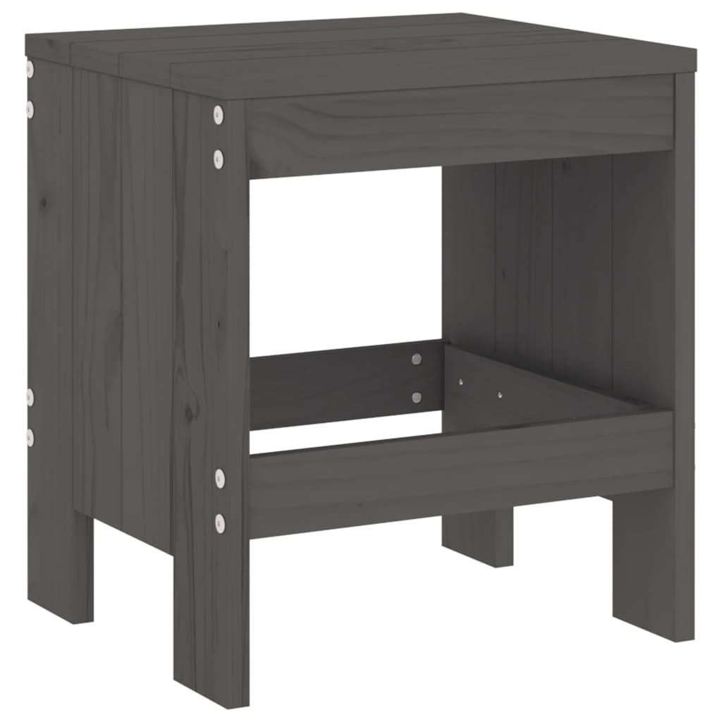 vidaXL Stołki ogrodowe, 2 szt, szare, 40x36x45 cm, lite drewno sosnowe