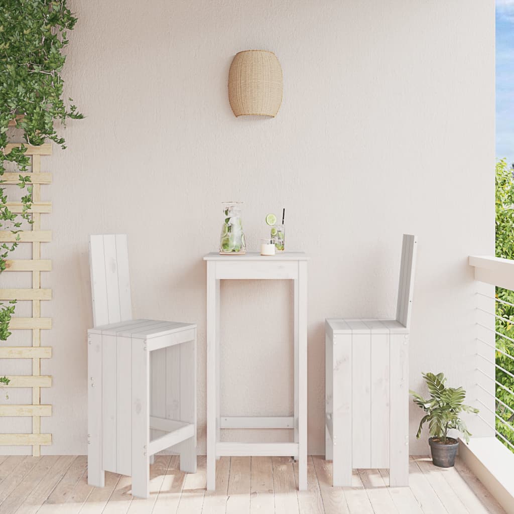 vidaXL Stołki barowe, 2 szt., białe, 40x42x120 cm, lite drewno sosnowe