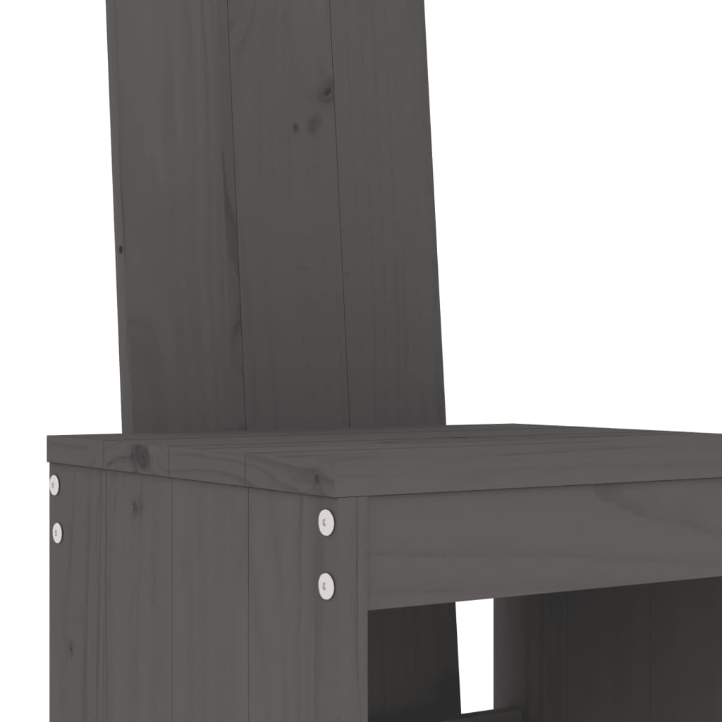 vidaXL Stołki barowe, 2 szt., szare, 40x42x120 cm, lite drewno sosnowe