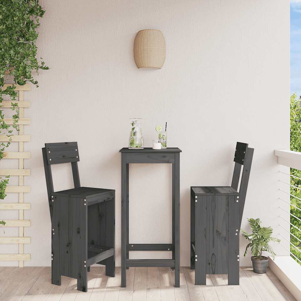 vidaXL Stołki barowe, 2 szt., szare, 40x48,5x115,5 cm, drewno sosnowe