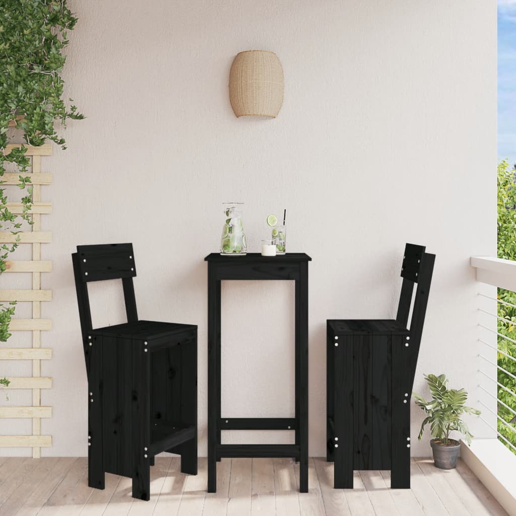 vidaXL Stołki barowe, 2 szt., czarne, 40x48,5x115,5 cm, drewno sosnowe