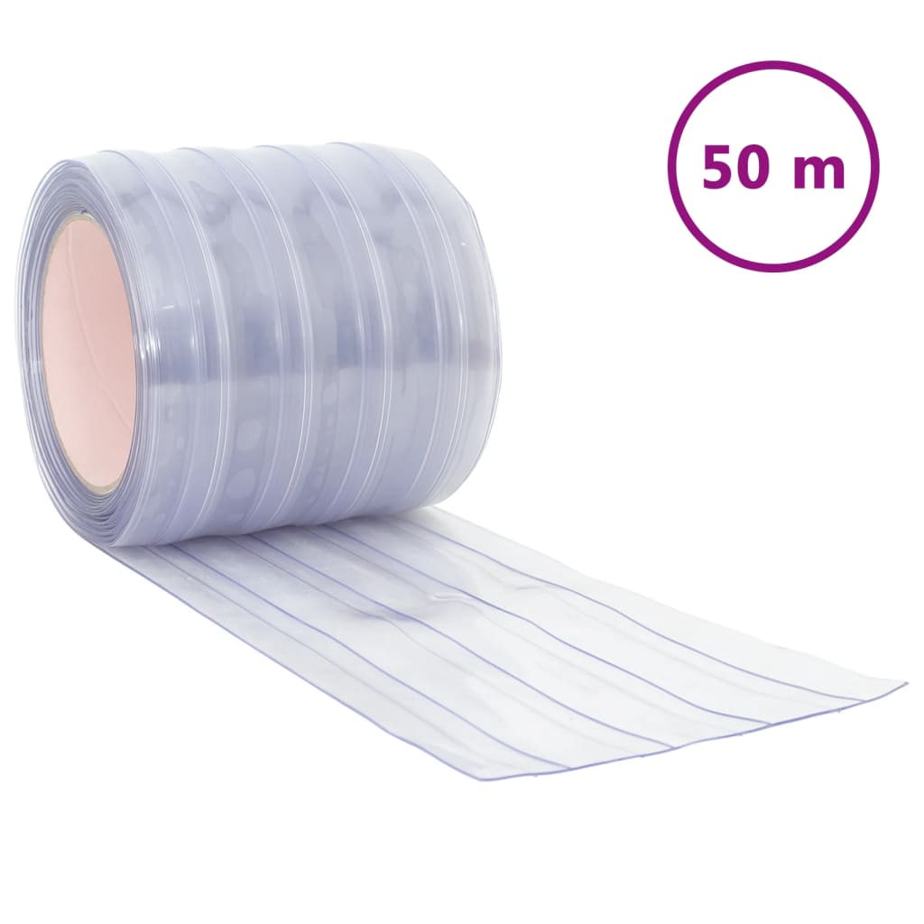 vidaXL Kurtyna paskowa, przezroczysta, 200 mm x 1,6 mm, 50 m, PVC