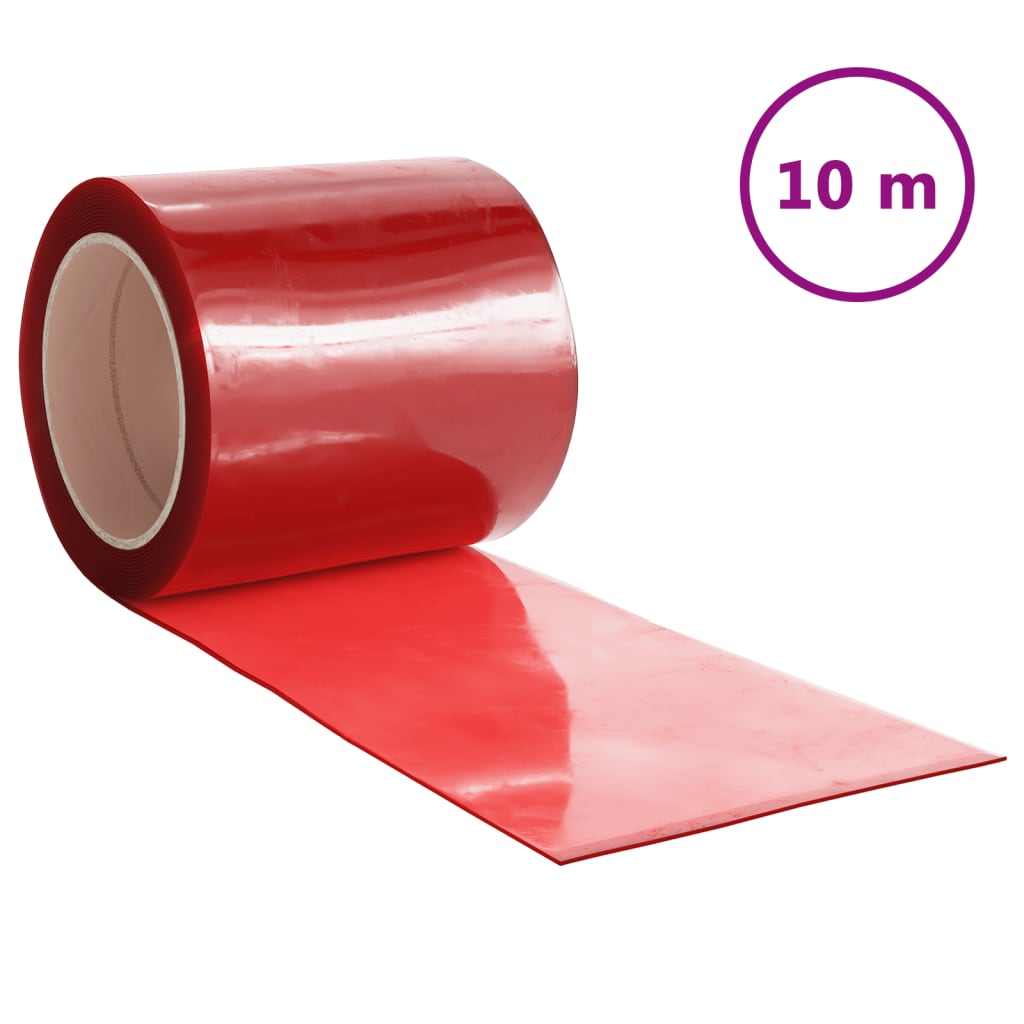 vidaXL Kurtyna paskowa, czerwona, 200 mm x 1,6 mm, 10 m, PVC