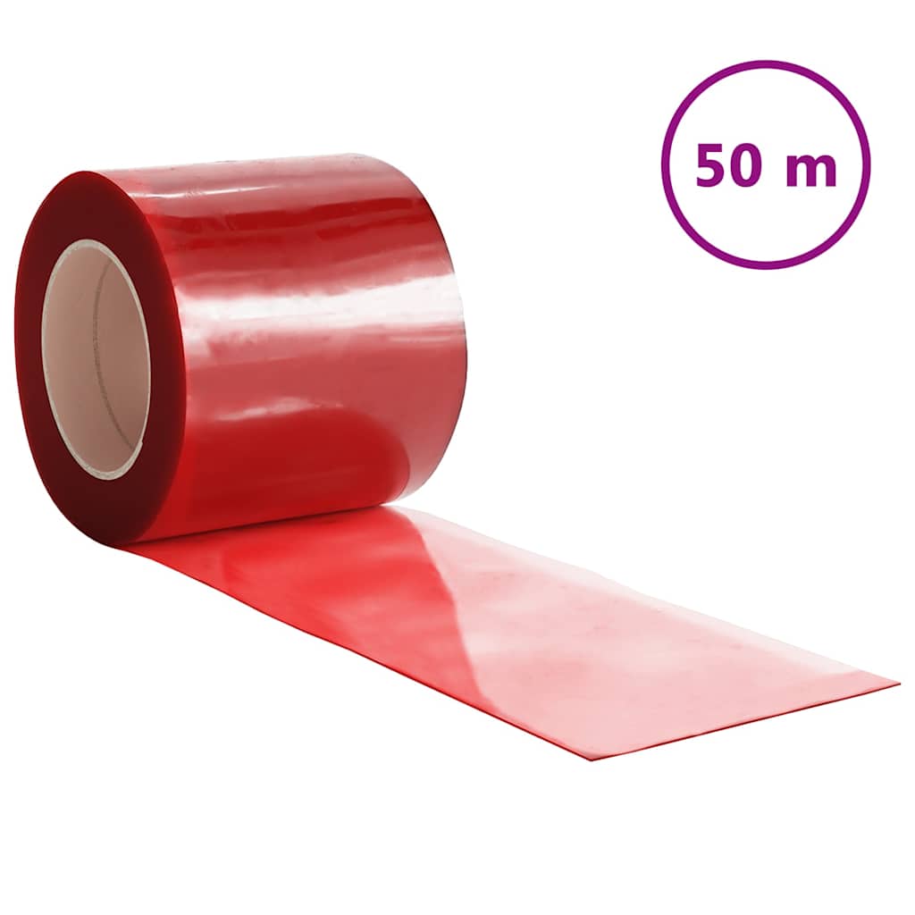 vidaXL Kurtyna paskowa, czerwona, 200 mm x 1,6 mm, 50 m, PVC
