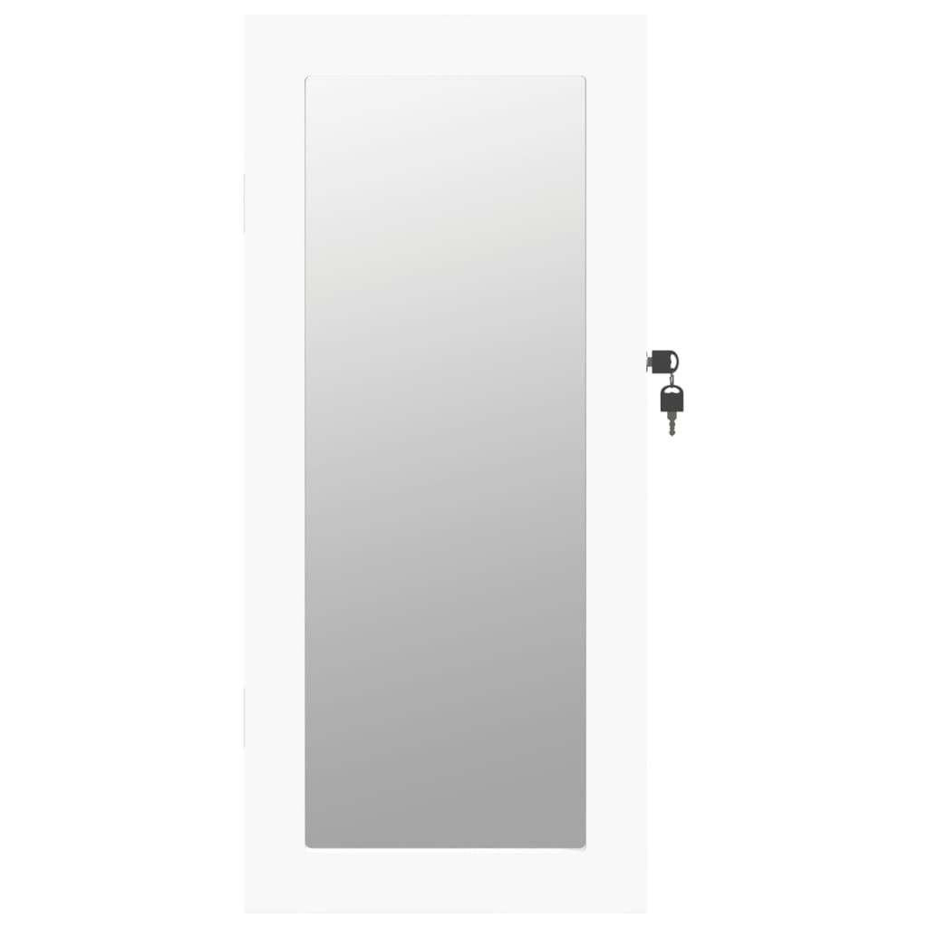 vidaXL Wisząca szafka na biżuterię, z lustrem, biała, 30x8,5x67 cm