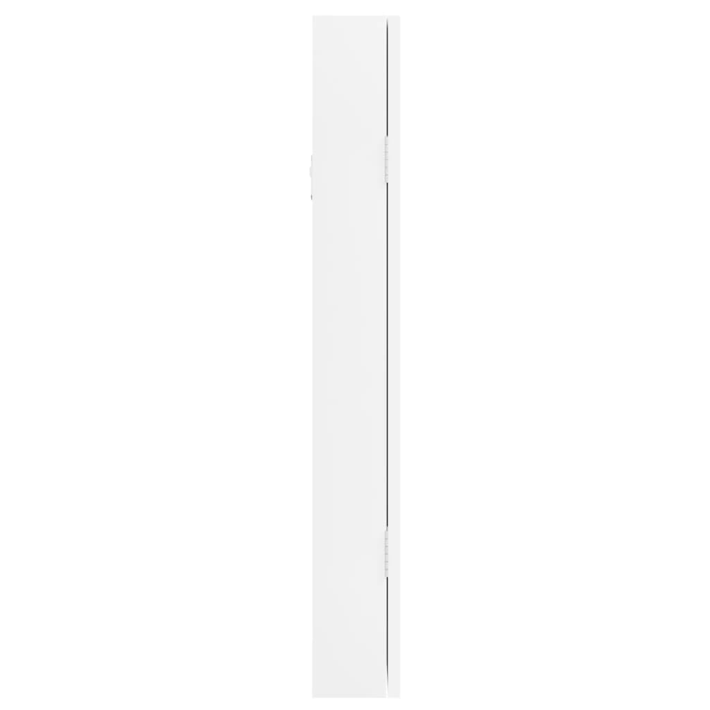 vidaXL Wisząca szafka na biżuterię, z lustrem, biała, 30x8,5x67 cm