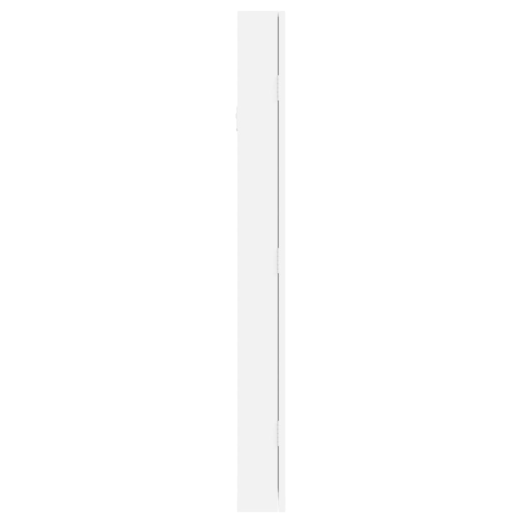 vidaXL Wisząca szafka na biżuterię, z lustrem, biała, 30x8,5x90 cm
