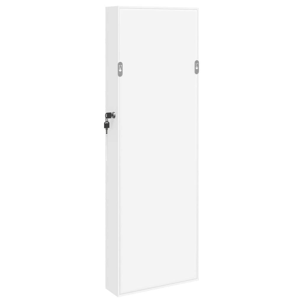 vidaXL Wisząca szafka na biżuterię, z lustrem, biała, 30x8,5x90 cm