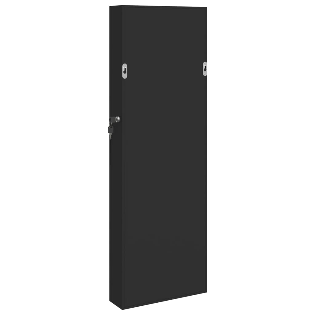 vidaXL Wisząca szafka na biżuterię, z lustrem, czarna, 30x8,5x90 cm