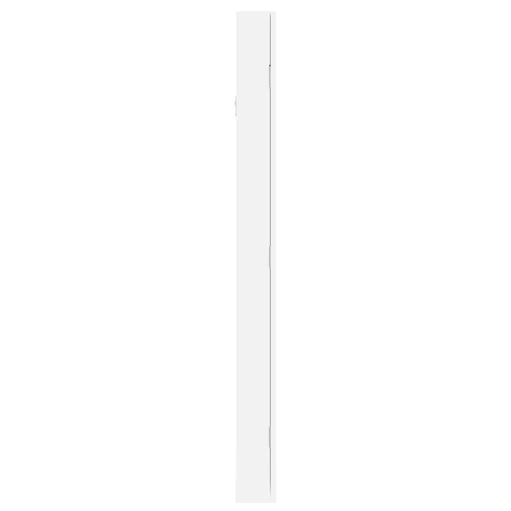 vidaXL Wisząca szafka na biżuterię, z lustrem, biała, 30x8,5x106 cm