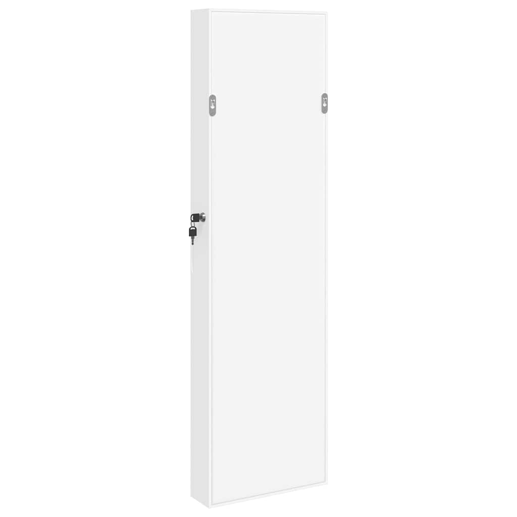 vidaXL Wisząca szafka na biżuterię, z lustrem, biała, 30x8,5x106 cm