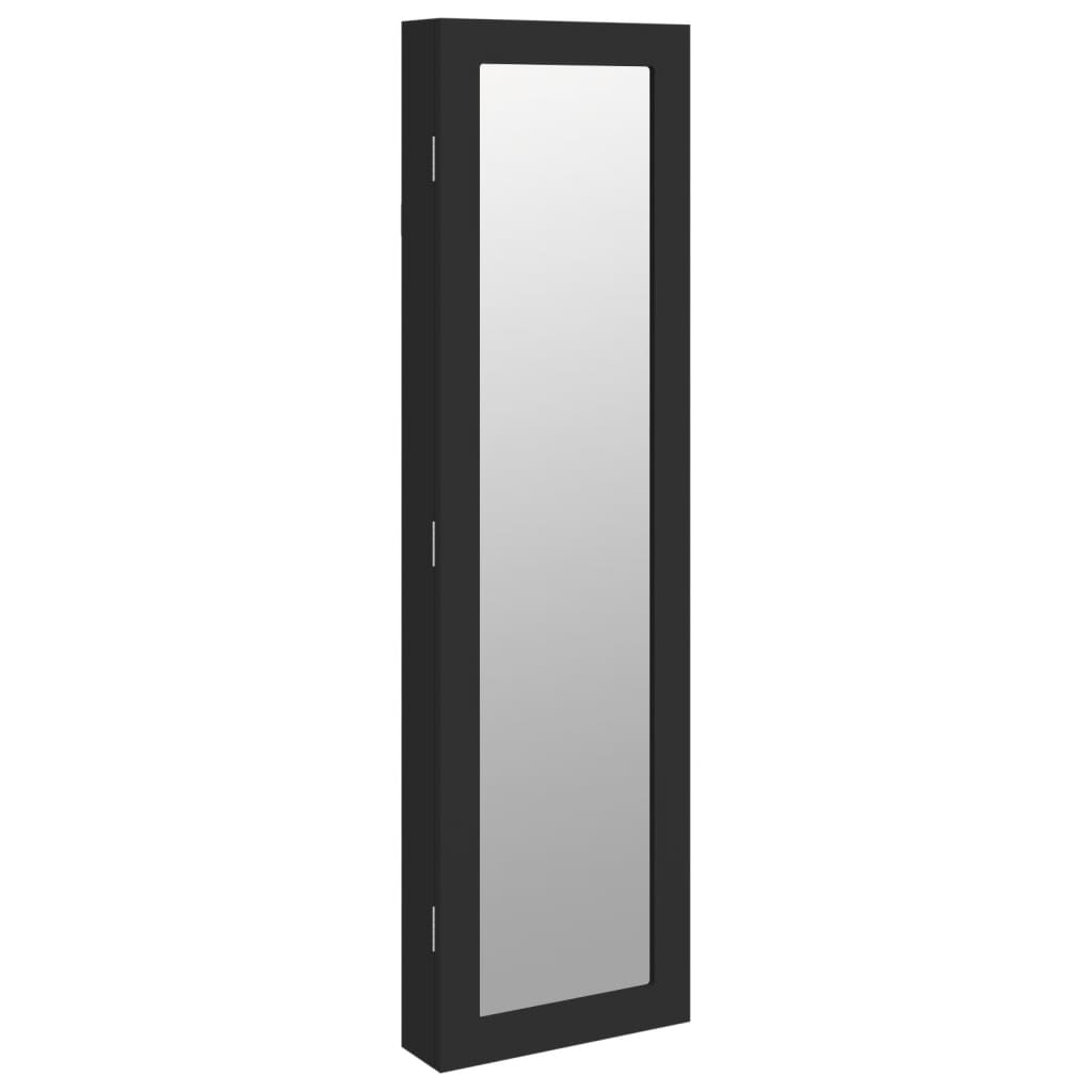 vidaXL Wisząca szafka na biżuterię, z lustrem, czarna, 30x8,5x106 cm