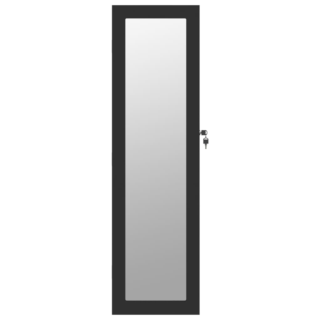 vidaXL Wisząca szafka na biżuterię, z lustrem, czarna, 30x8,5x106 cm
