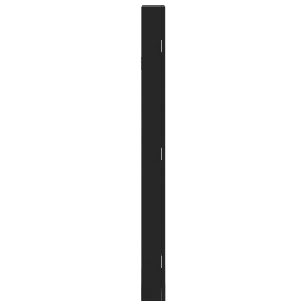 vidaXL Wisząca szafka na biżuterię, z lustrem, czarna, 30x8,5x106 cm