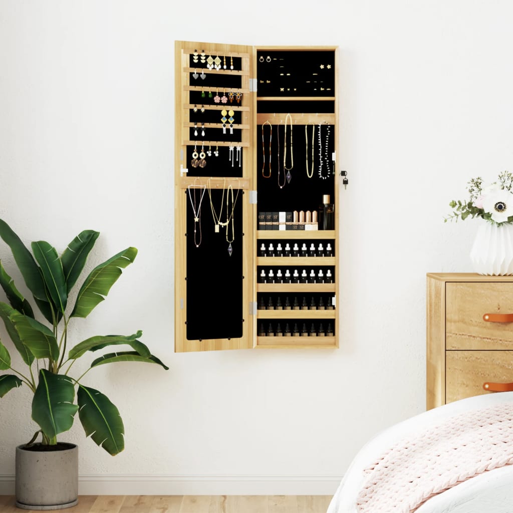 vidaXL Wisząca szafka na biżuterię, z lustrem, 30x8,5x106 cm