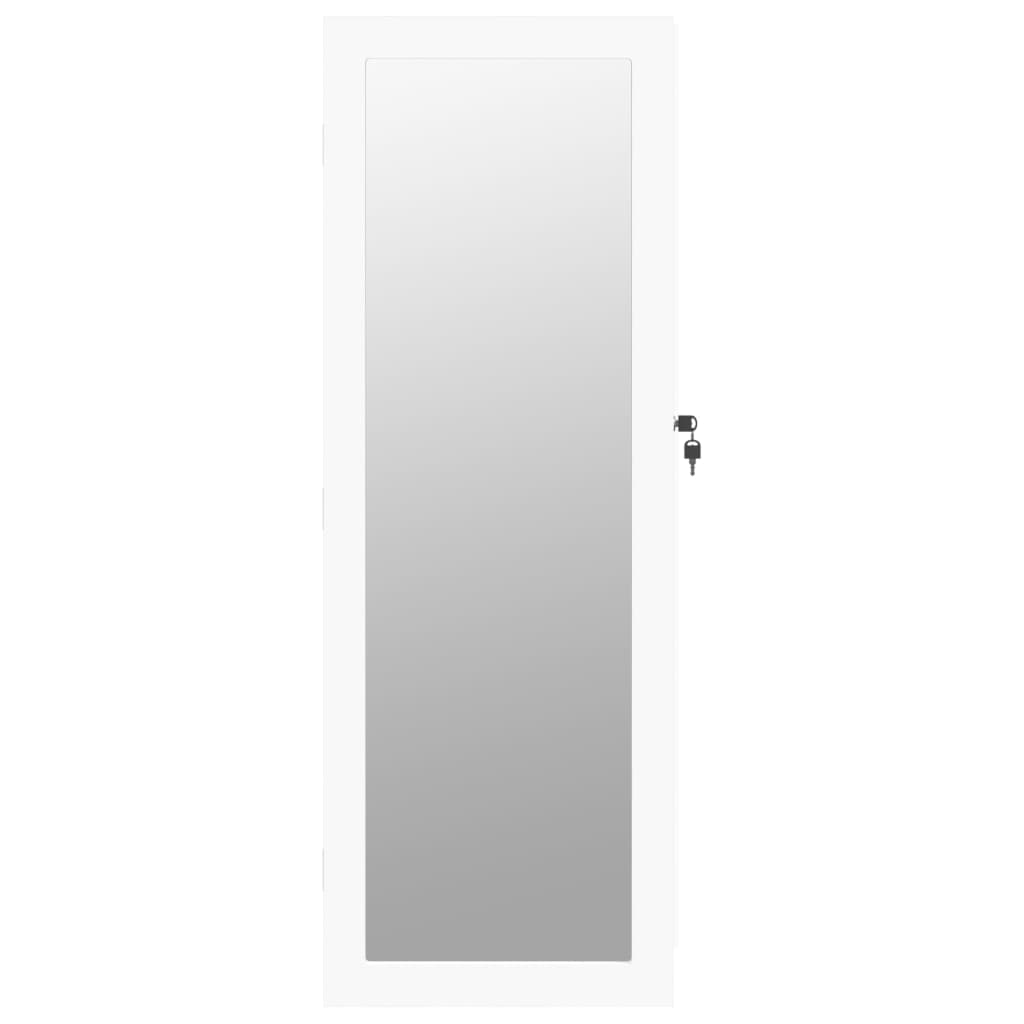 vidaXL Wisząca szafka na biżuterię, z lustrem, biała, 37,5x10x106 cm