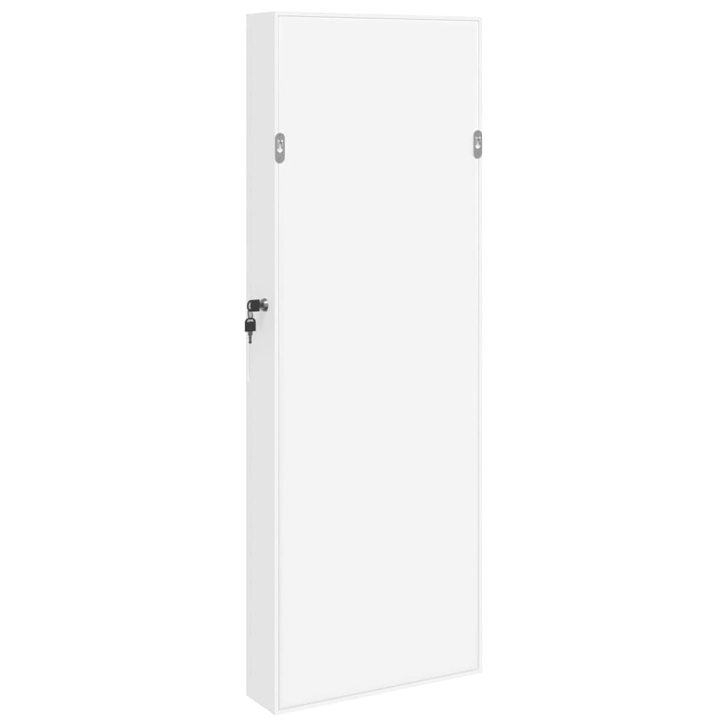 vidaXL Wisząca szafka na biżuterię, z lustrem, biała, 37,5x10x106 cm