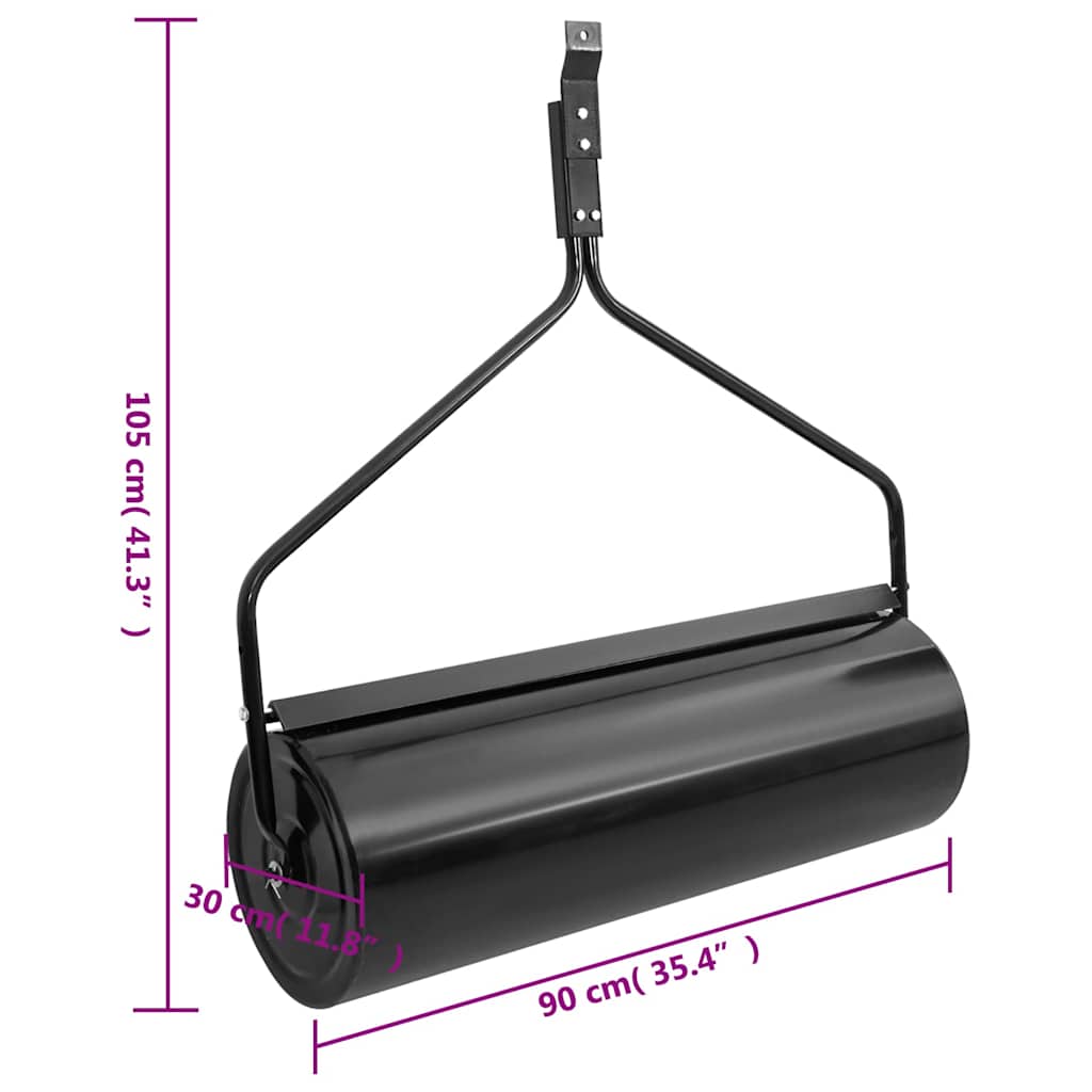 vidaXL Walec do trawnika, czarny 63 L, żelazo