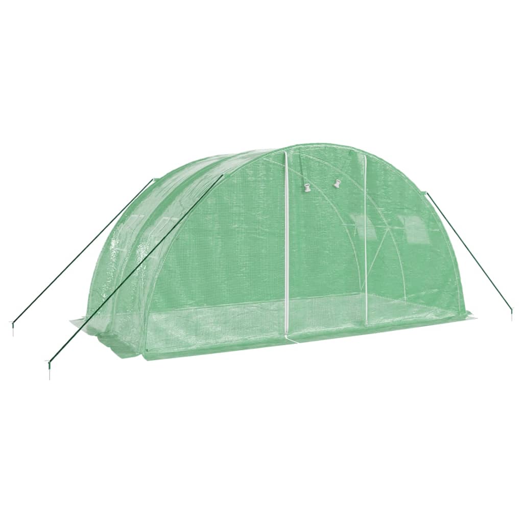 vidaXL Szklarnia ze stalową ramą, zielona, 8 m², 4x2x2 m
