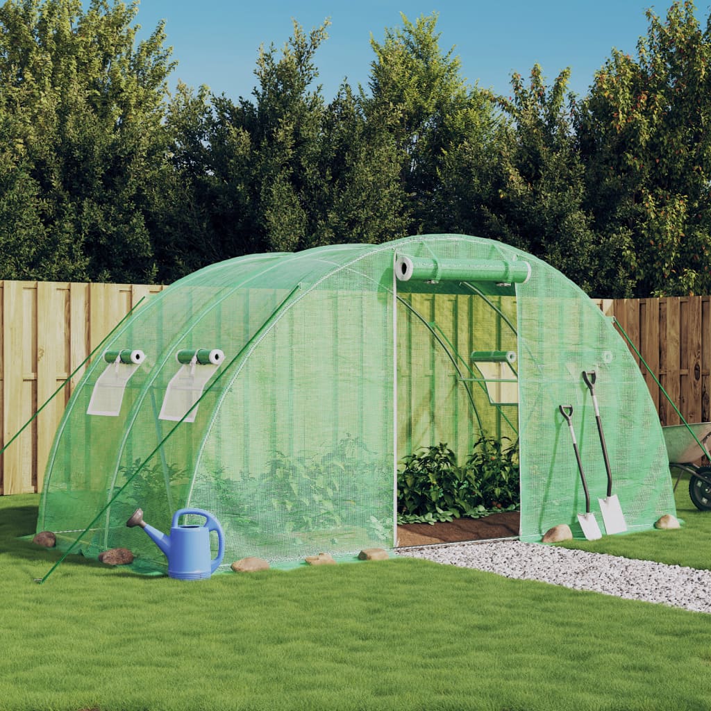 vidaXL Szklarnia ze stalową ramą, zielona, 8 m², 4x2x2 m