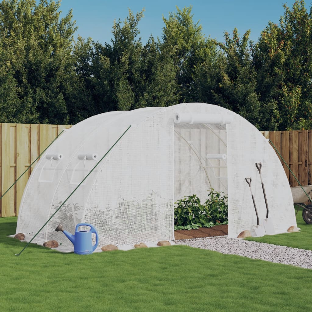 vidaXL Szklarnia ze stalową ramą, biała, 8 m², 4x2x2 m