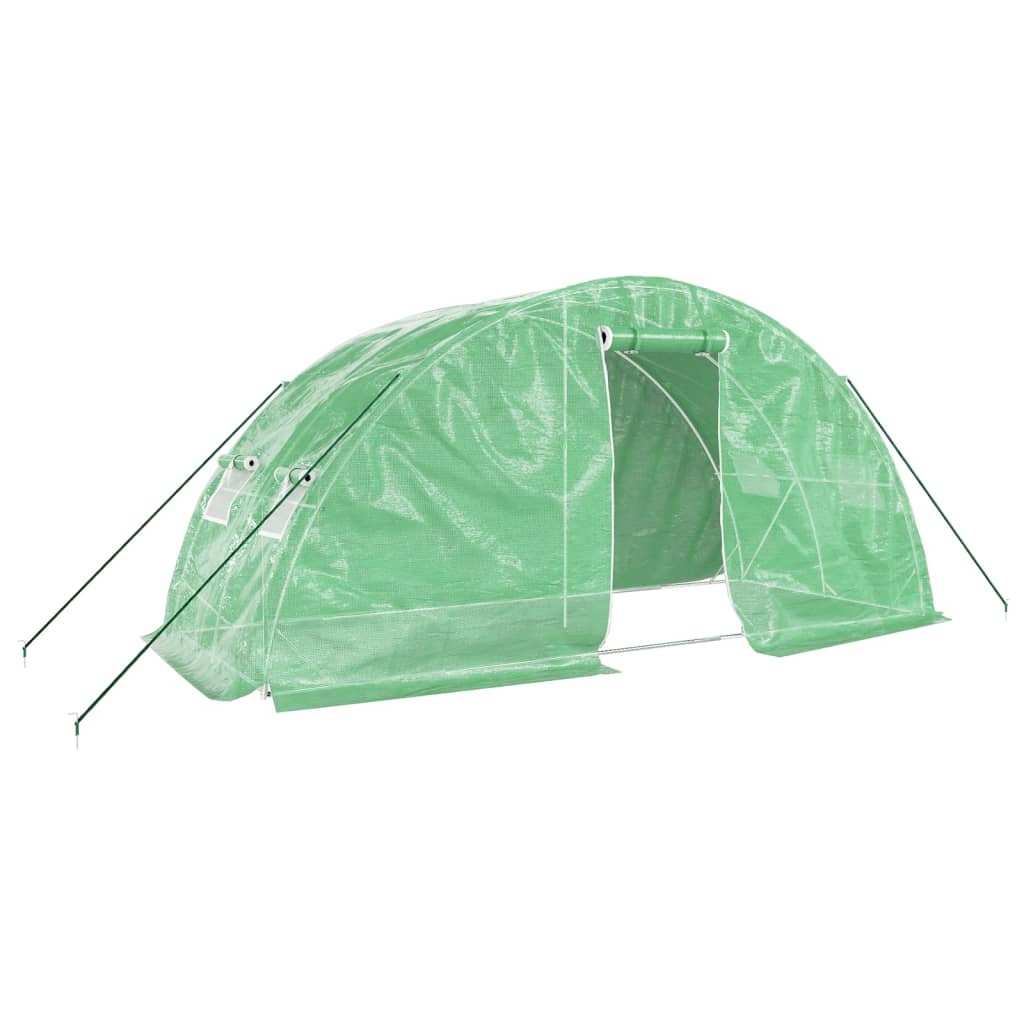 vidaXL Szklarnia ze stalową ramą, zielona, 10 m², 5x2x2,3 m