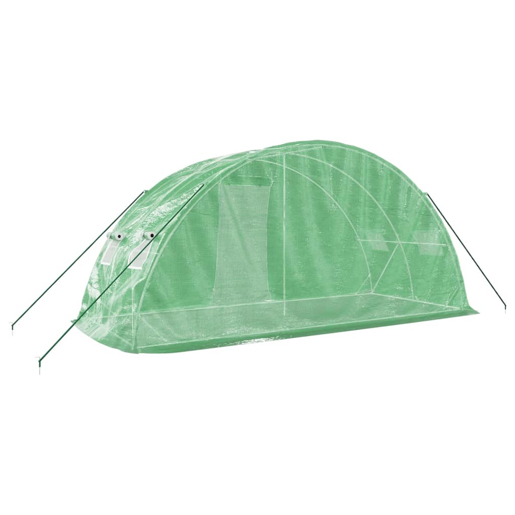 vidaXL Szklarnia ze stalową ramą, zielona, 10 m², 5x2x2,3 m