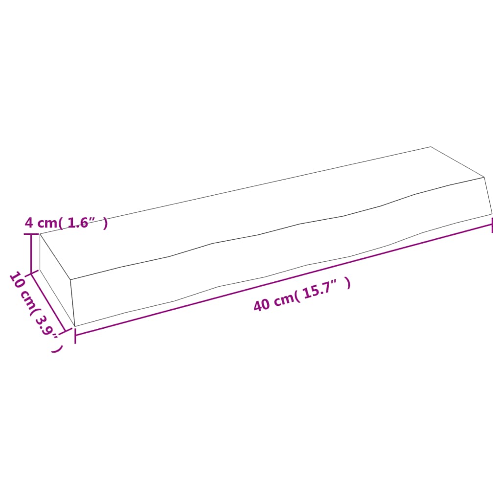 vidaXL Półka, 40x10x4 cm, surowe lite drewno dębowe