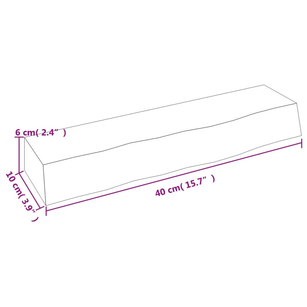 vidaXL Półka, 40x10x6 cm, surowe lite drewno dębowe