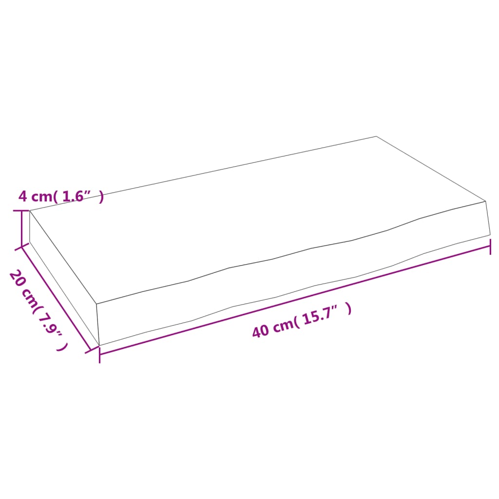 vidaXL Półka, 40x20x4 cm, surowe lite drewno dębowe