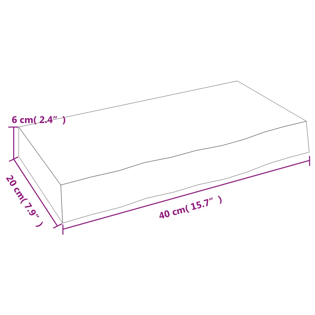 vidaXL Półka, 40x20x6 cm, surowe lite drewno dębowe